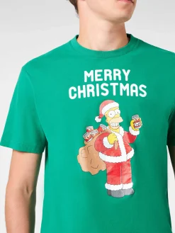 Herren-T-Shirt aus schwerer Baumwolle mit „Homer Simpson Merry Christmas“-Aufdruck | DIE SIMPSONS-SONDERAUSGABE