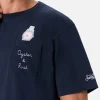 Herren-T-Shirt Austin aus Baumwolle mit Uhrenaufdruck und Stickerei