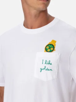 Herren-T-Shirt Austin aus Baumwolle mit Uhrenaufdruck und Stickerei