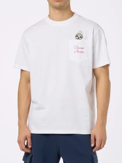 Herren-T-Shirt Austin aus Baumwolle mit Uhrenaufdruck und Stickerei