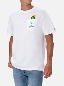 Herren-T-Shirt Austin aus Baumwolle mit Uhrenaufdruck und Stickerei