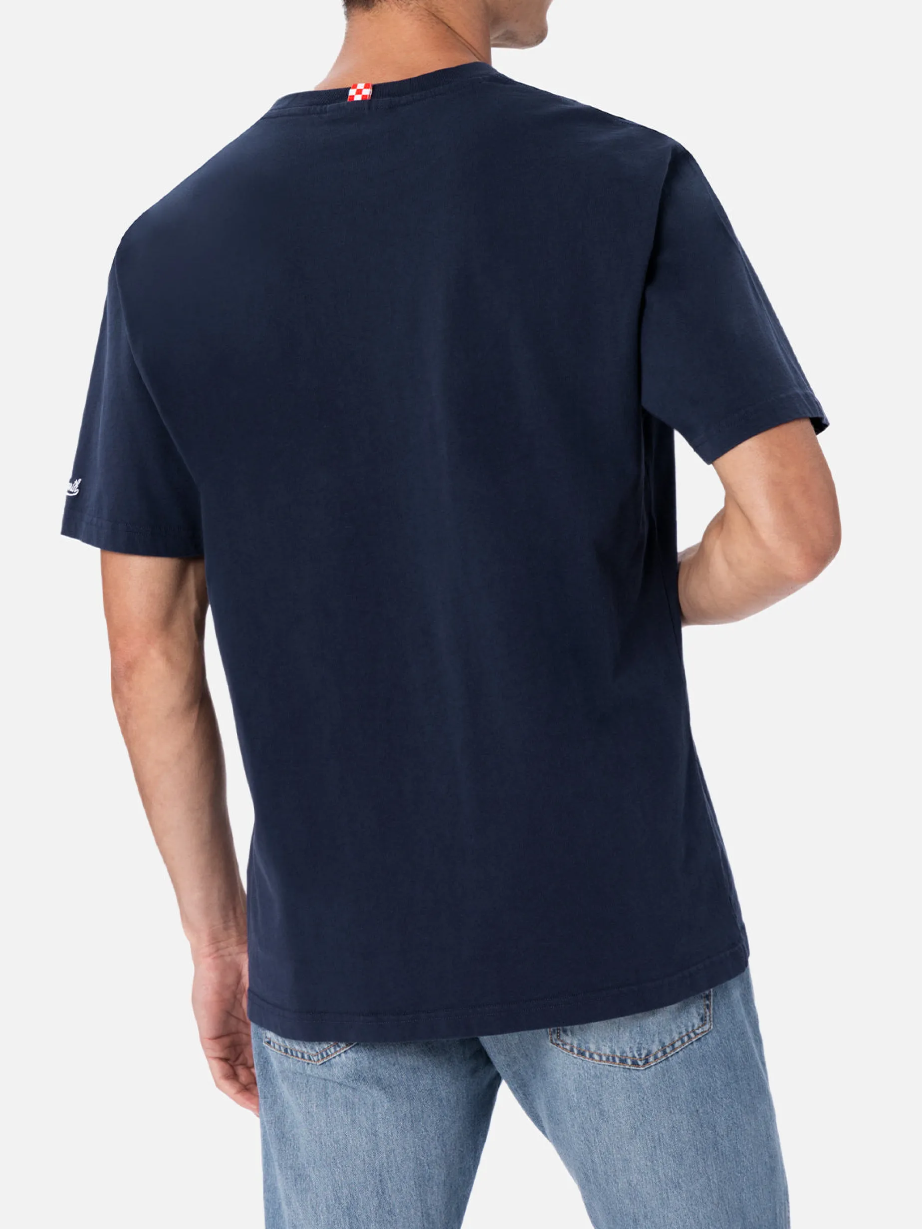 Herren-T-Shirt Austin aus Baumwolle mit Uhrenaufdruck und Stickerei
