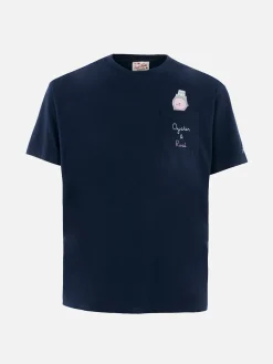 Herren-T-Shirt Austin aus Baumwolle mit Uhrenaufdruck und Stickerei