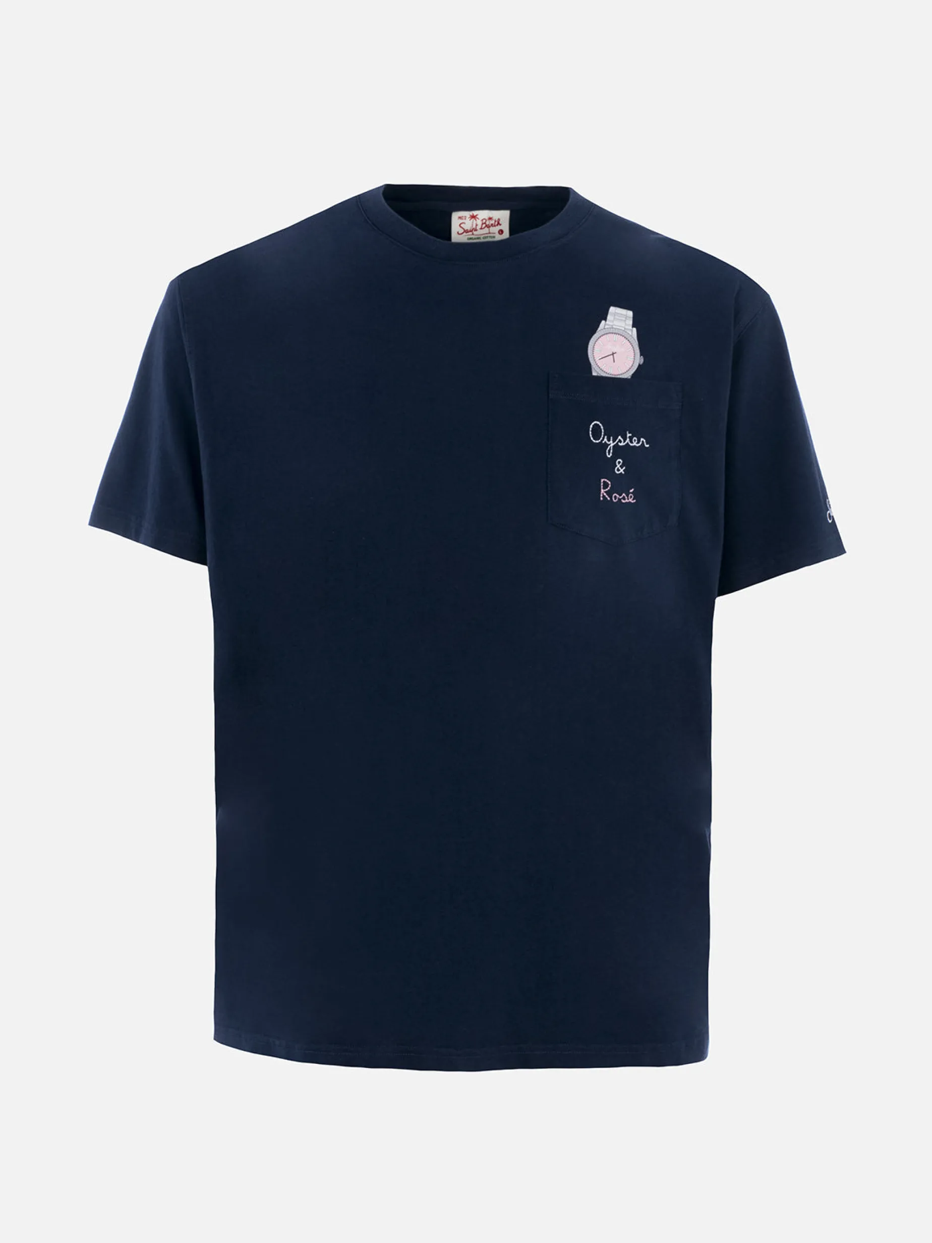 Herren-T-Shirt Austin aus Baumwolle mit Uhrenaufdruck und Stickerei
