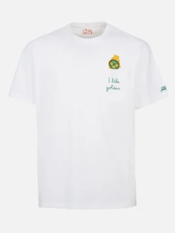 Herren-T-Shirt Austin aus Baumwolle mit Uhrenaufdruck und Stickerei