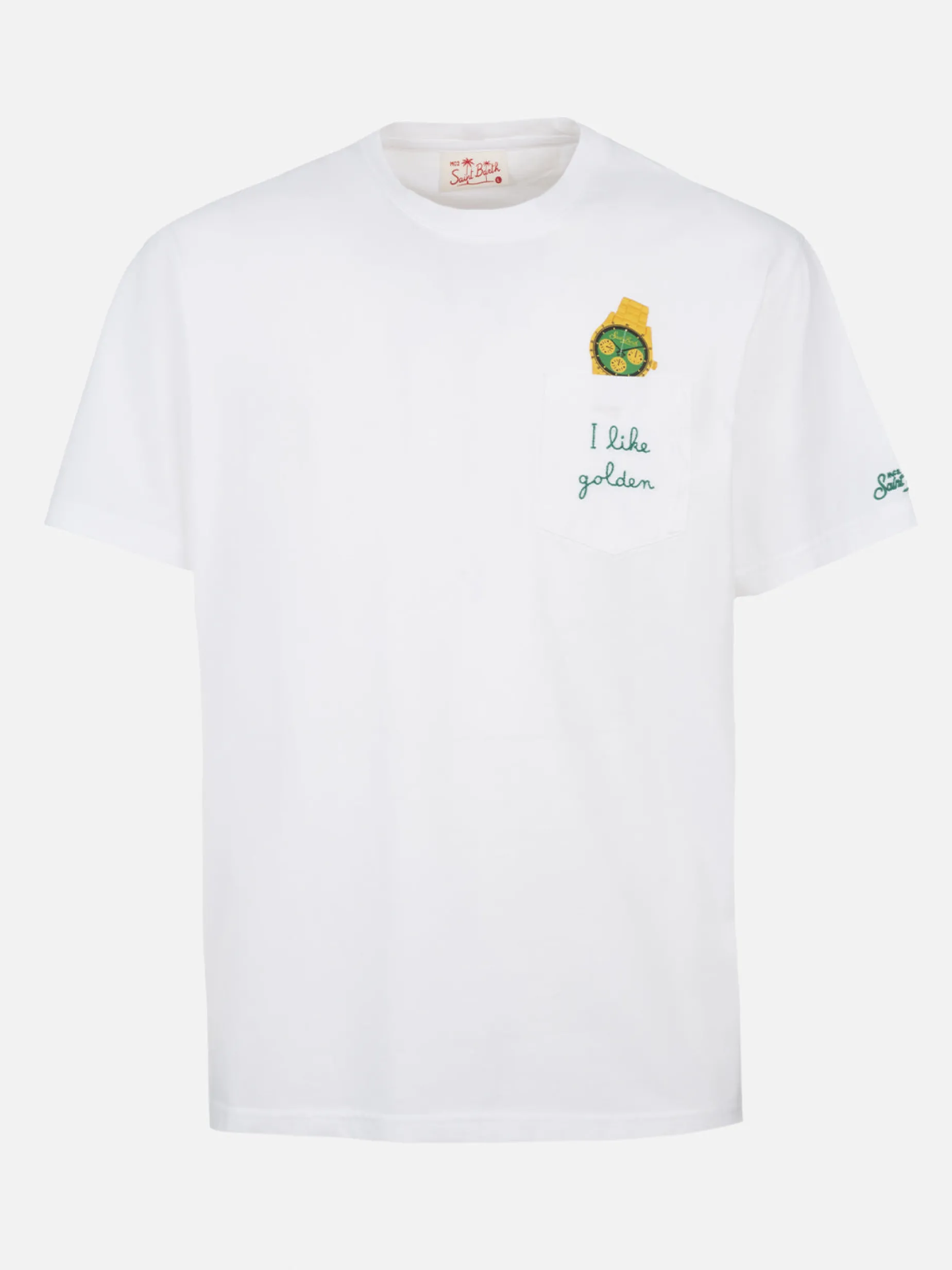 Herren-T-Shirt Austin aus Baumwolle mit Uhrenaufdruck und Stickerei