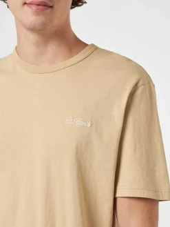 Herren-T-Shirt Dover aus beigem Baumwolljersey mit St. Barth-Stickerei