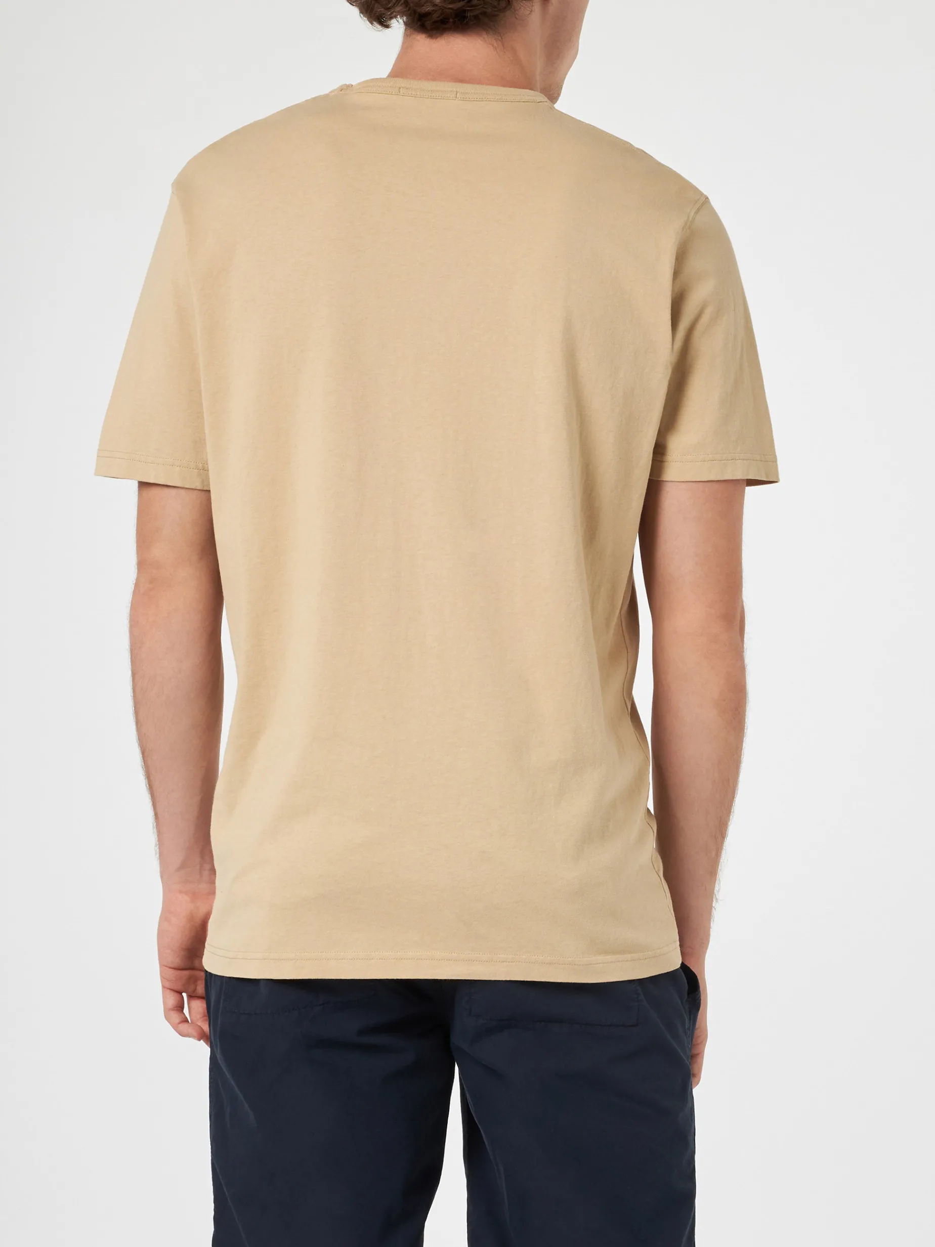 Herren-T-Shirt Dover aus beigem Baumwolljersey mit St. Barth-Stickerei