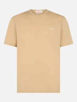 Herren-T-Shirt Dover aus beigem Baumwolljersey mit St. Barth-Stickerei