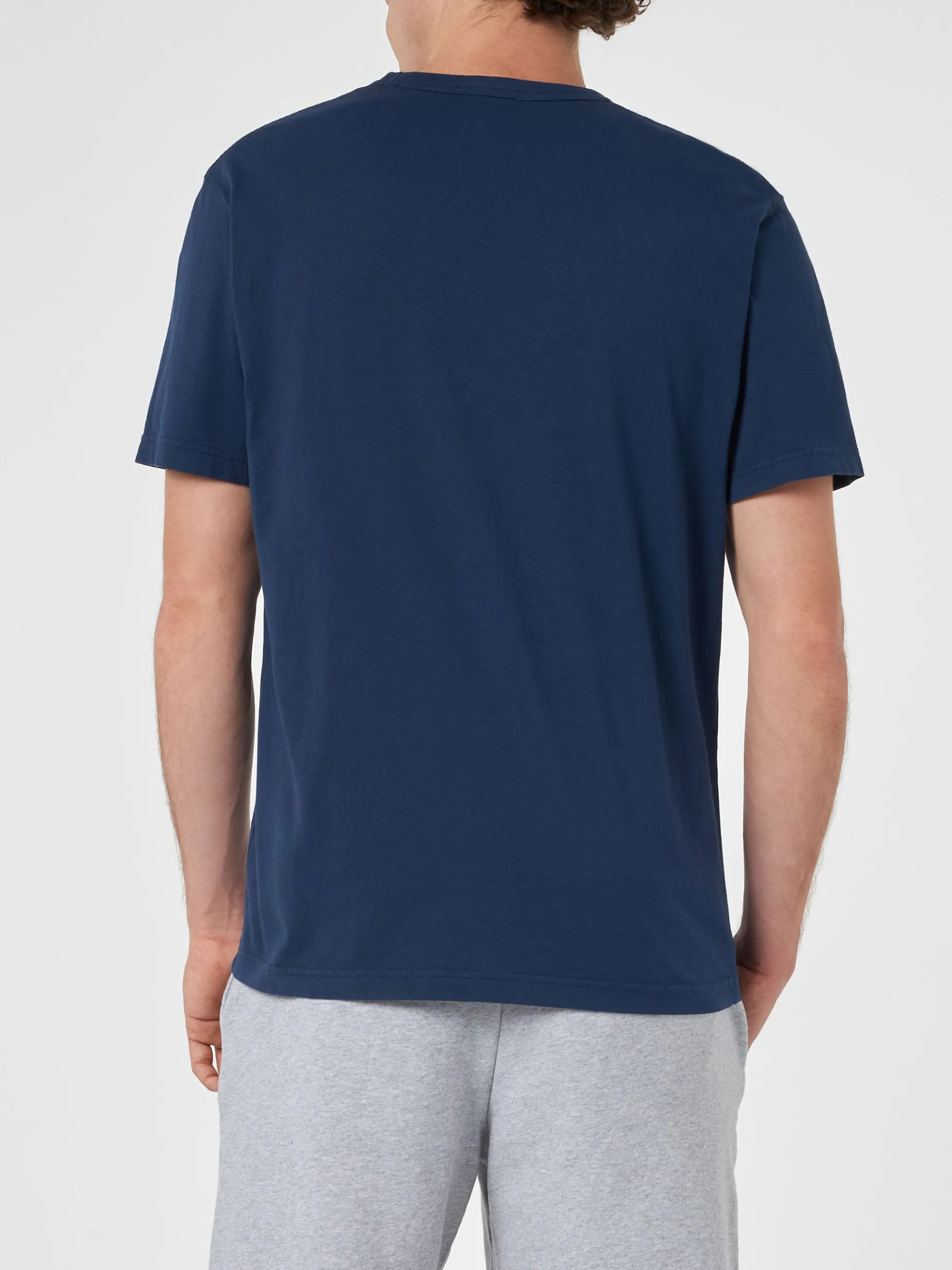 Herren-T-Shirt Dover aus blauem Baumwolljersey mit St. Barth-Stickerei