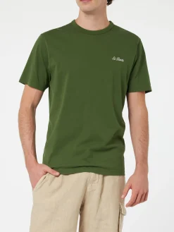 Herren-T-Shirt Dover aus militärgrünem Baumwolljersey mit St. Barth-Stickerei