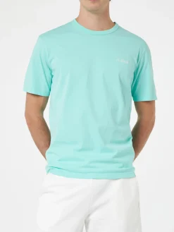 Herren-T-Shirt „Dover“ aus salbeigrünem Baumwolljersey mit St. Barth-Stickerei