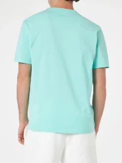 Herren-T-Shirt „Dover“ aus salbeigrünem Baumwolljersey mit St. Barth-Stickerei