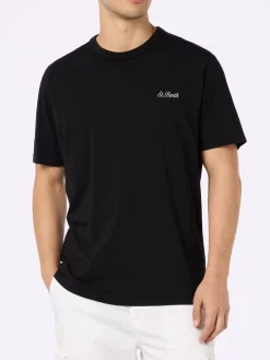 Herren-T-Shirt Dover aus schwarzem Baumwolljersey mit St. Barth-Stickerei