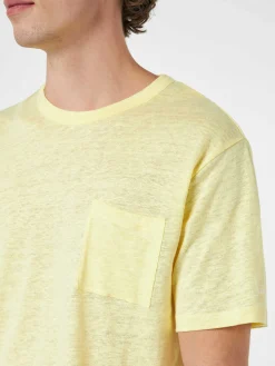 Herren-T-Shirt Ecstasea aus gelbem Leinenjersey mit Tasche