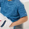 Herren-T-Shirt Ecstasea aus blauem Leinenjersey mit Sashiko-Aufdruck