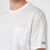 Herren-T-Shirt Ecstasea aus cremefarbenem Leinenjersey mit Tasche