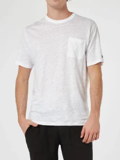 Herren-T-Shirt Ecstasea aus cremefarbenem Leinenjersey mit Tasche