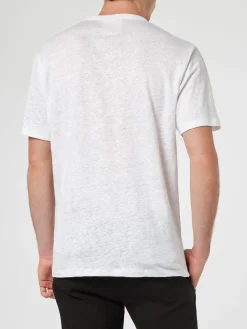 Herren-T-Shirt Ecstasea aus cremefarbenem Leinenjersey mit Tasche