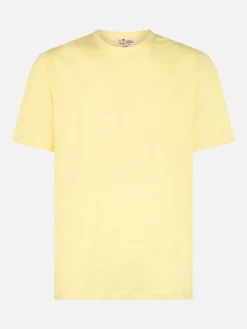 Herren-T-Shirt Ecstasea aus gelbem Leinenjersey mit Tasche