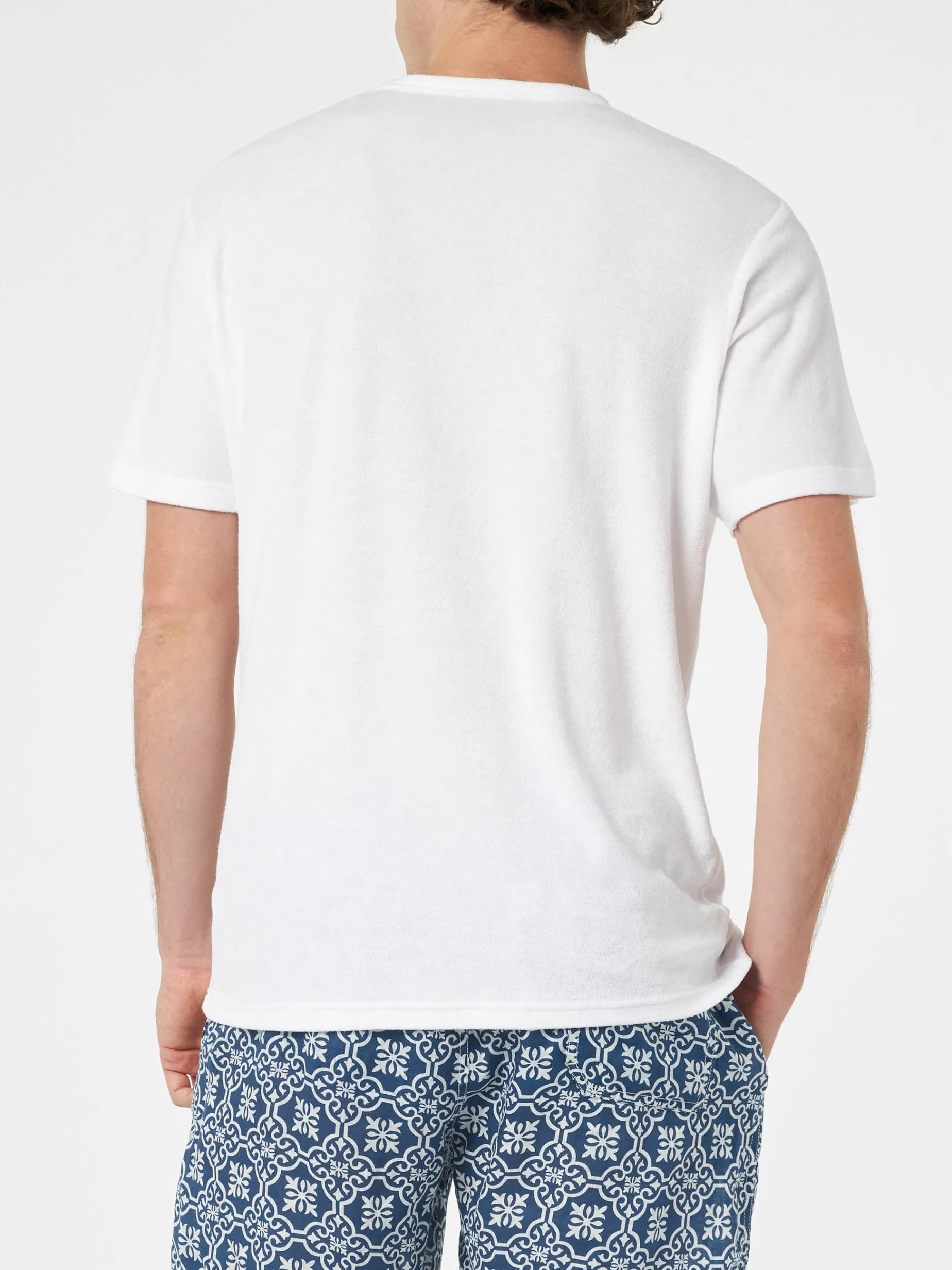 Herren-T-Shirt Gary aus weißem Frottee mit St. Barth-Stickerei