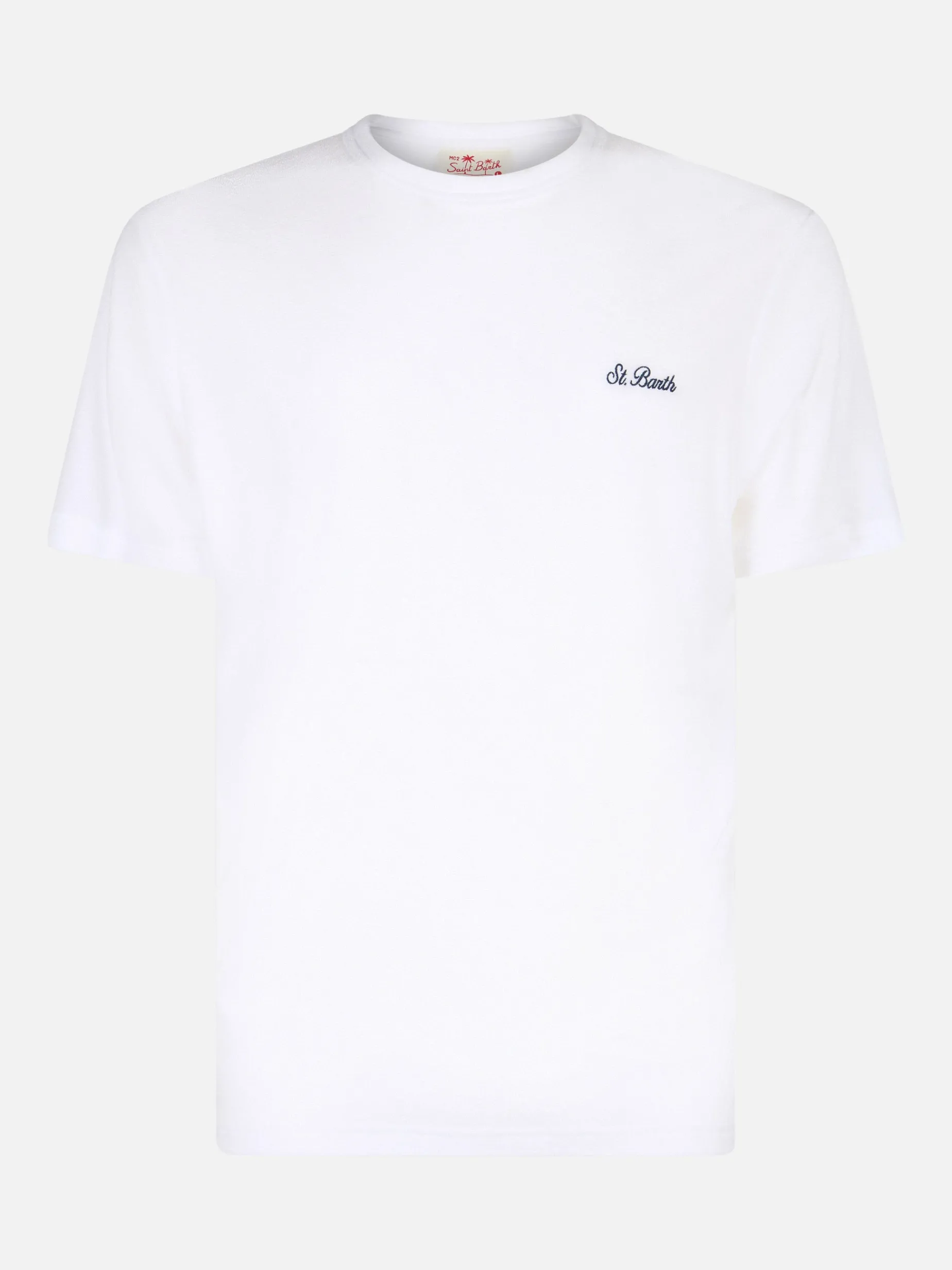 Herren-T-Shirt Gary aus weißem Frottee mit St. Barth-Stickerei