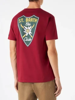Herren-T-Shirt in Burgunderrot mit Aufdruck