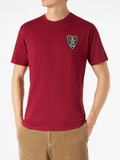 Herren-T-Shirt in Burgunderrot mit Aufdruck