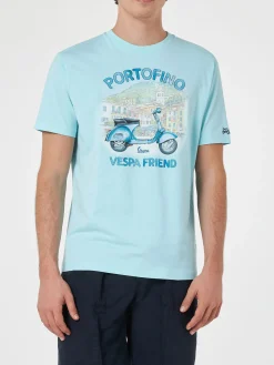 Herren-T-Shirt mit platziertem Portofino Vespa Friend-Aufdruck | VESPA-SONDEREDITION