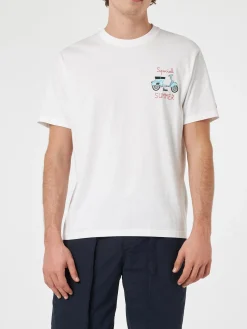 Herren-T-Shirt mit platziertem Vespa-Aufdruck und Stickerei | VESPA-SONDEREDITION