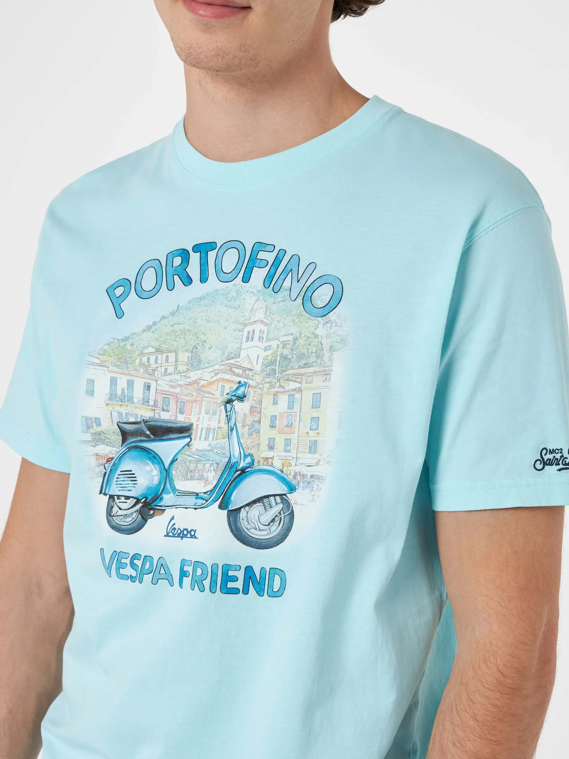 Herren-T-Shirt mit platziertem Portofino Vespa Friend-Aufdruck | VESPA-SONDEREDITION