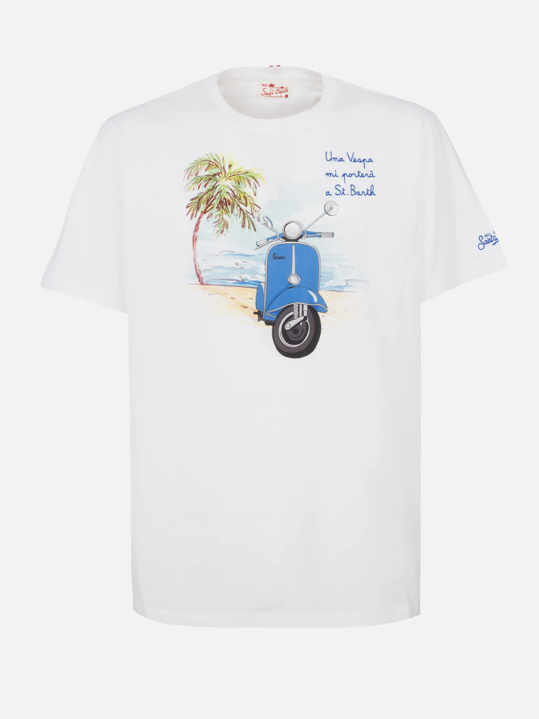 Herren-T-Shirt mit platziertem Vespa-Aufdruck und Stickerei | VESPA-SONDEREDITION