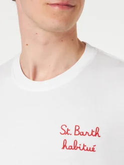 Herren-T-Shirt mit St.-Barth-Habituè-Stickerei