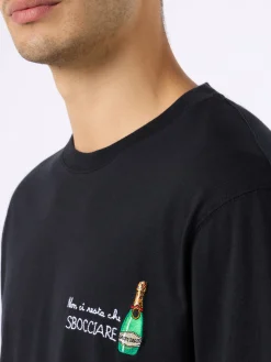 Herren-T-Shirt „Portofino“ aus Baumwolljersey in klassischer Passform mit „Non ci resta che sbocciare“-Stickerei