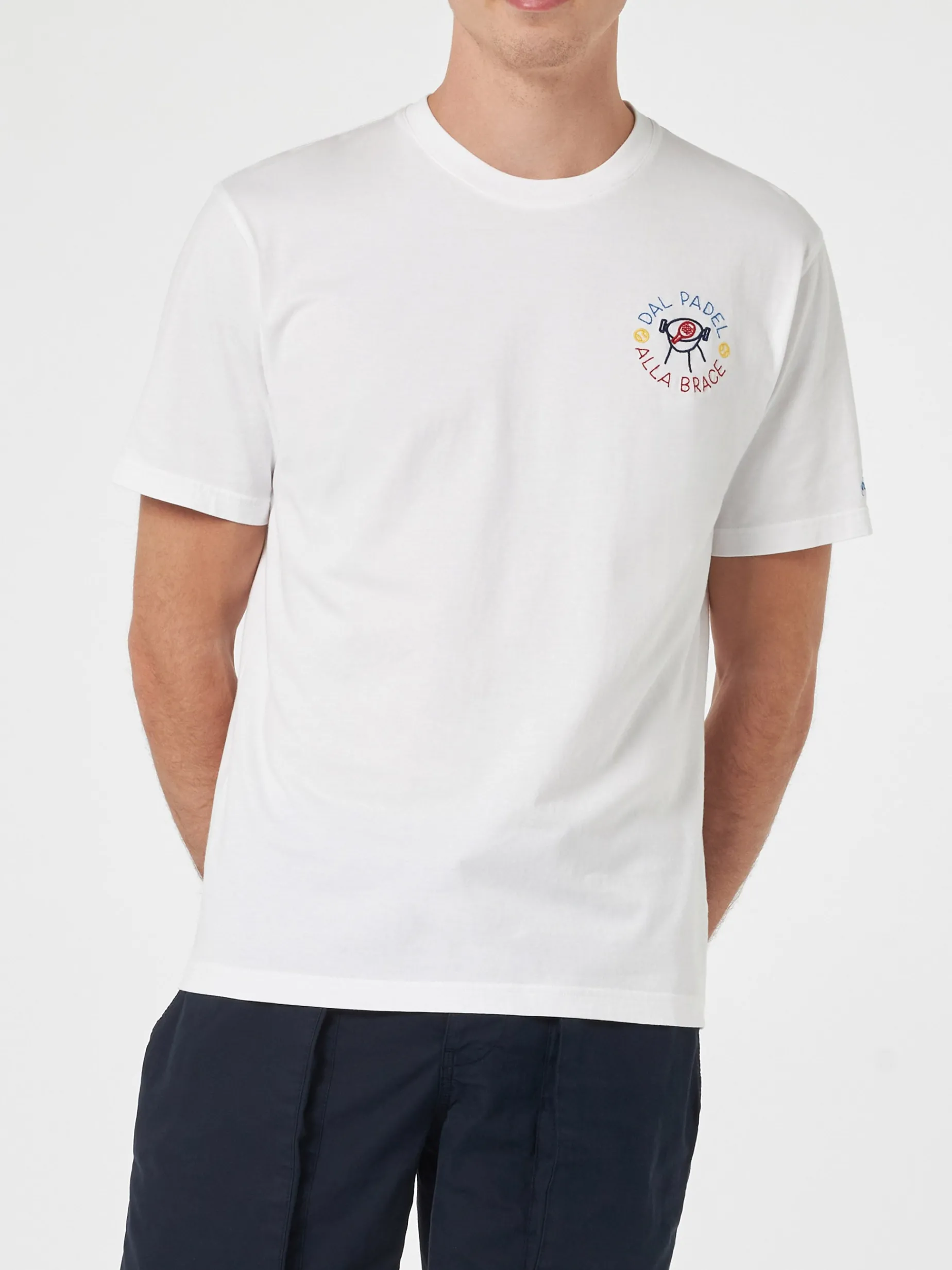 Herren-T-Shirt Portofino aus Baumwolljersey in klassischer Passform mit Dal Padel alla-Klammerstickerei | INSULTI LUMINOSI SONDEREDITION