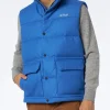 Herrenweste aus blauer Wolle mit Daunenfüllung und Taschen