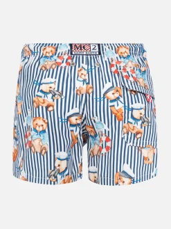 Jungen-Badeshorts aus Baumwolle mit Matrosenbären-Print