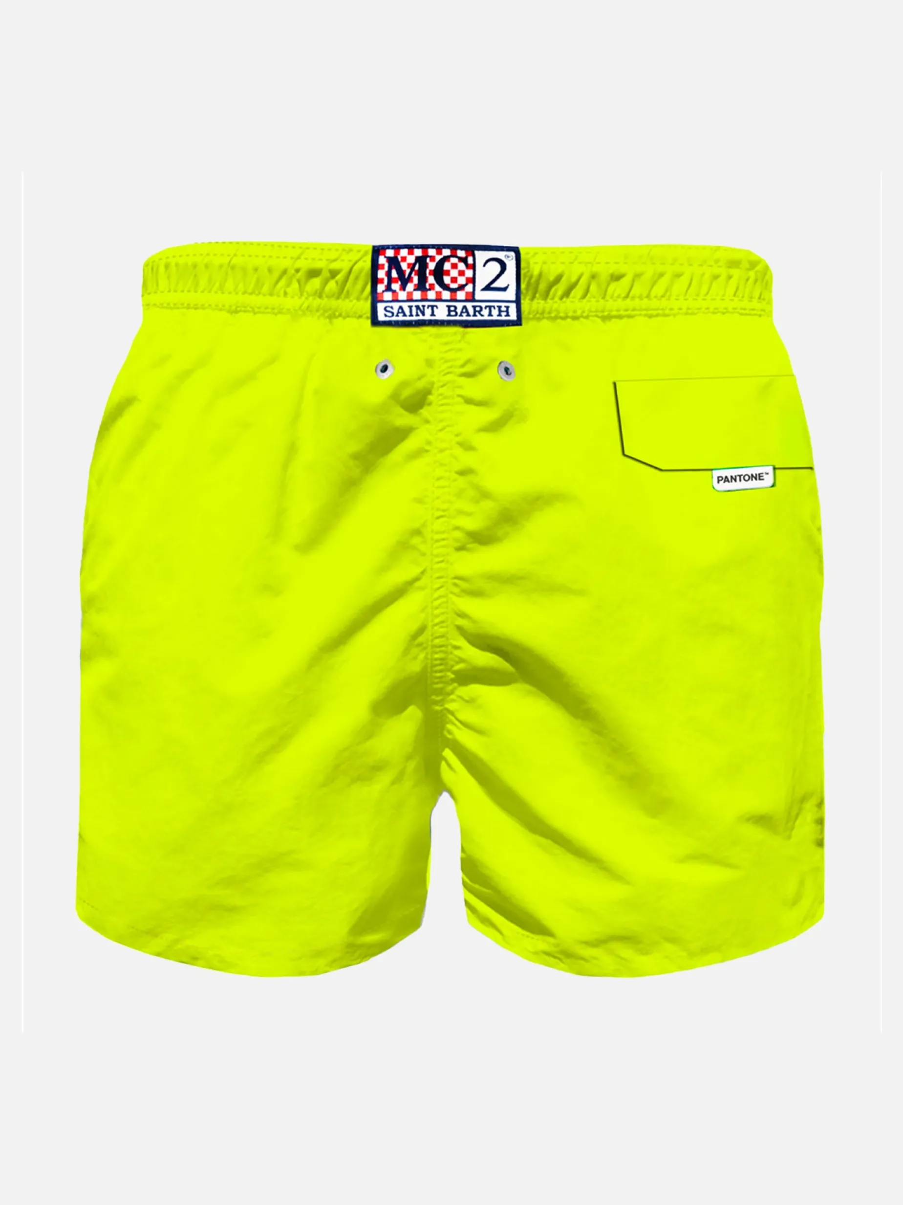 Jungen-Badeshorts aus hellem, fluogelbem Stoff | Pantone® Sonderausgabe