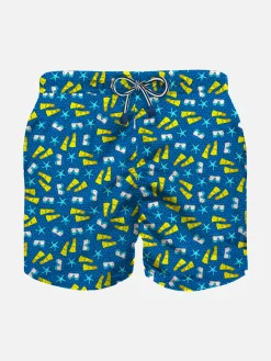 Jungen-Badeshorts aus leichtem Stoff mit Schnorchel-Print