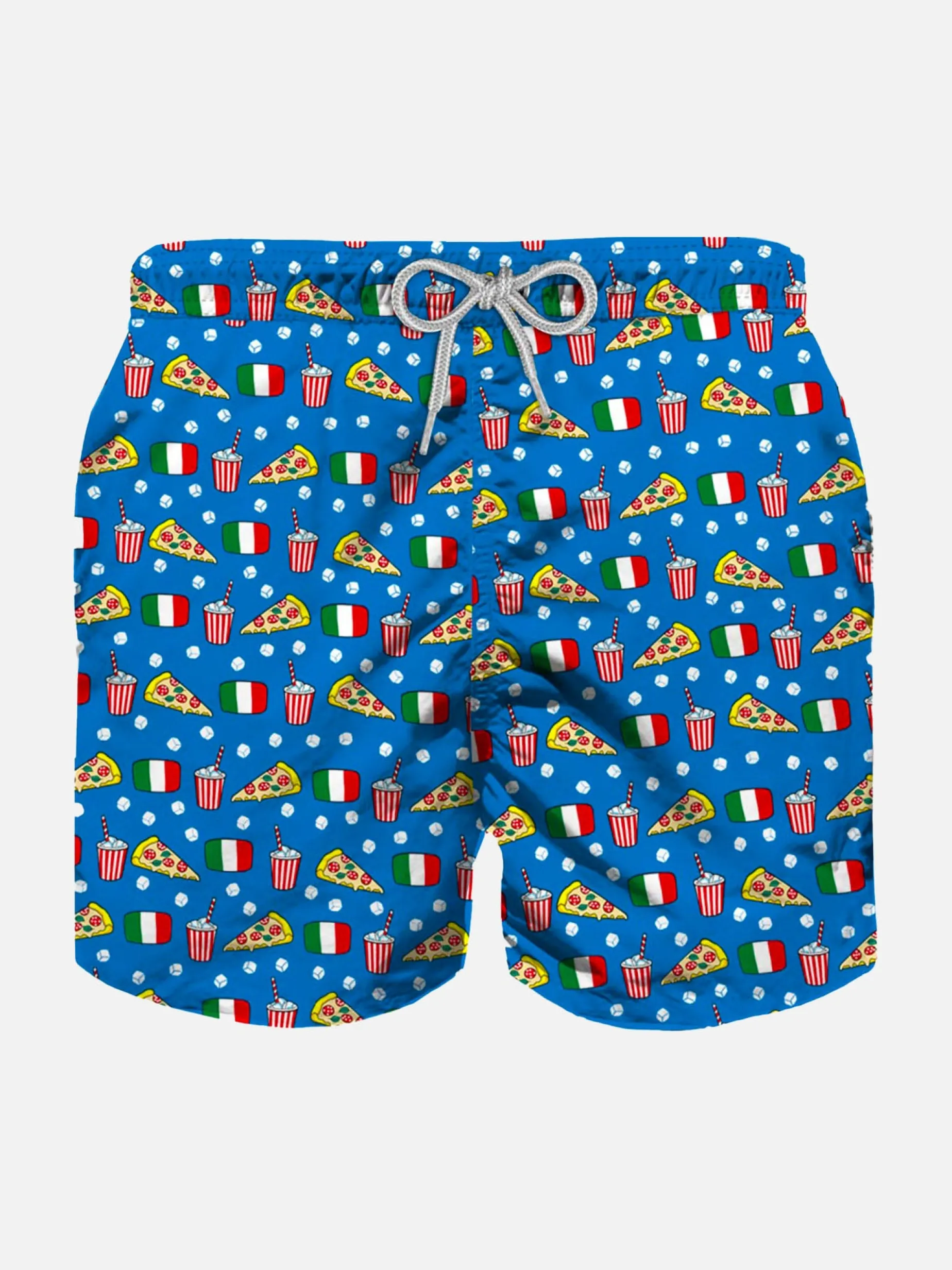 Jungen-Badeshorts aus leichtem Stoff mit Pizza-Print