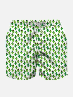 Jungen-Badeshorts aus leichtem Stoff mit Kaktus-Print