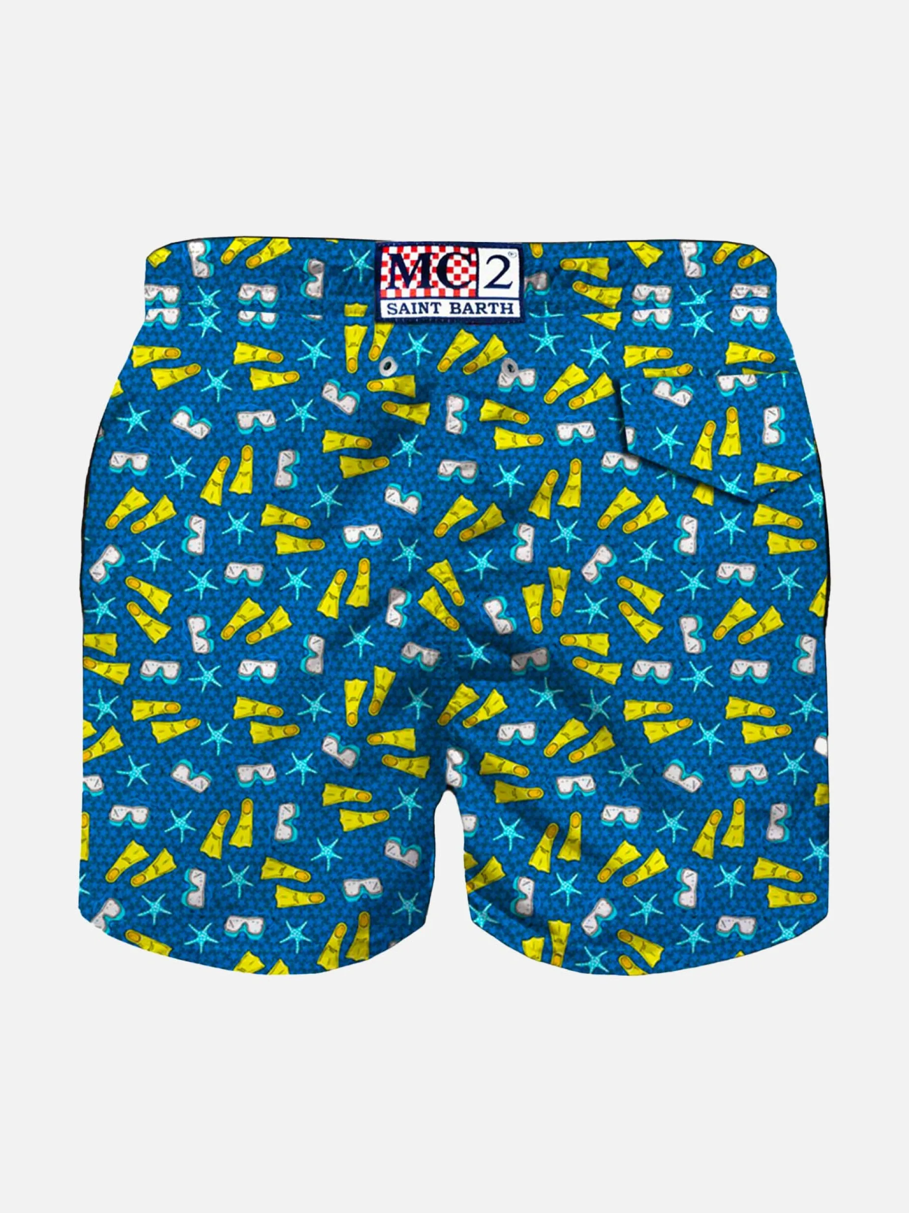 Jungen-Badeshorts aus leichtem Stoff mit Schnorchel-Print