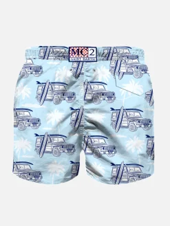 Jungen-Badeshorts aus leichtem Stoff mit Jeep-Print