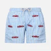 Jungen-Badeshorts aus Seersucker Jean mit aufgestickten Autos