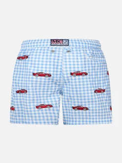 Jungen-Badeshorts aus Seersucker Jean mit aufgestickten Autos