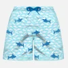 Jungen-Badeshorts mit aufgestickten Haien