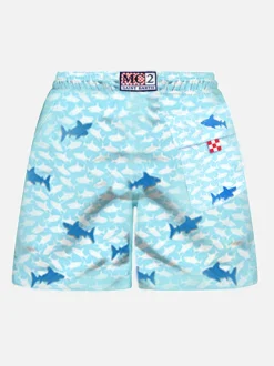 Jungen-Badeshorts mit aufgestickten Haien