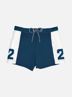 Jungen-Badeshorts mit Bändern und Aufnäher