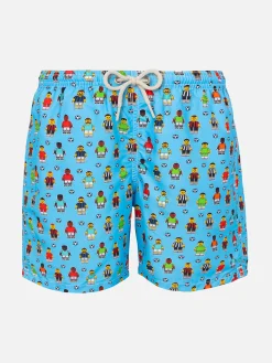 Jungen-Badeshorts mit Fußballspieler-Aufdruck