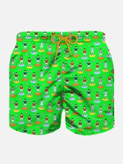 Jungen-Badeshorts mit mehrfarbigen Fußballspielern